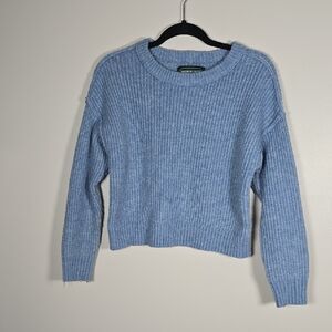 American Eagle Outfitters Blue Ribbed Crewneck‎ Pullover Sweater Size S